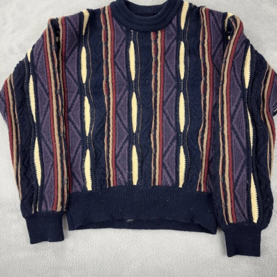 Coogi Australia Knit Blue / Cream Knit Sweater Men’s Size M - photo 4
