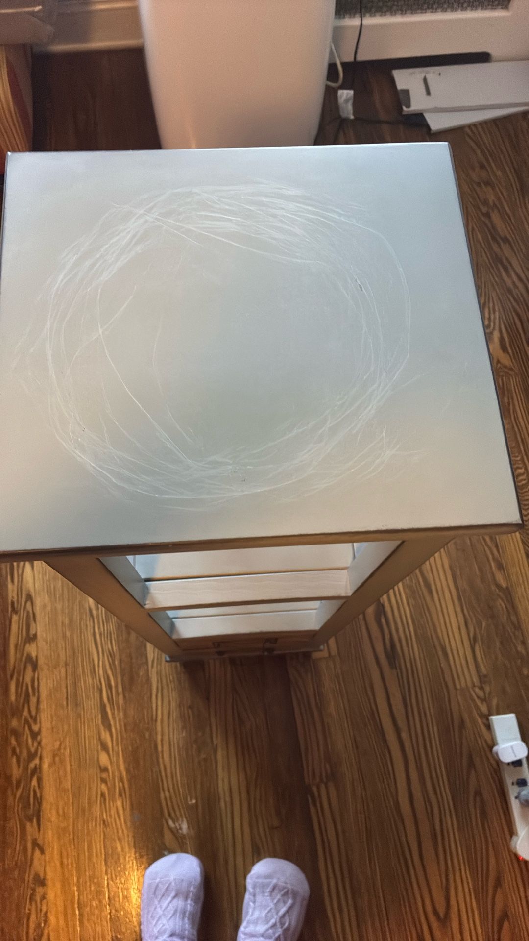 Gray Slim Standing Shelf With 2 Small Shelf