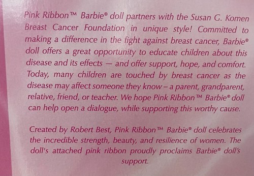 BARBIE: SUSAN G KOMEN PINK RIBBON 2006 NIB # J0932 - photo 3
