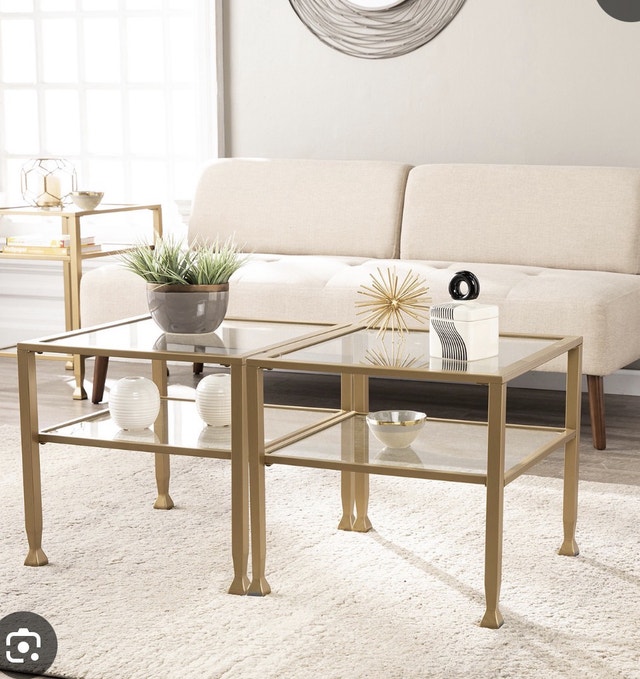 NIB Metal Glass Cocktail Table