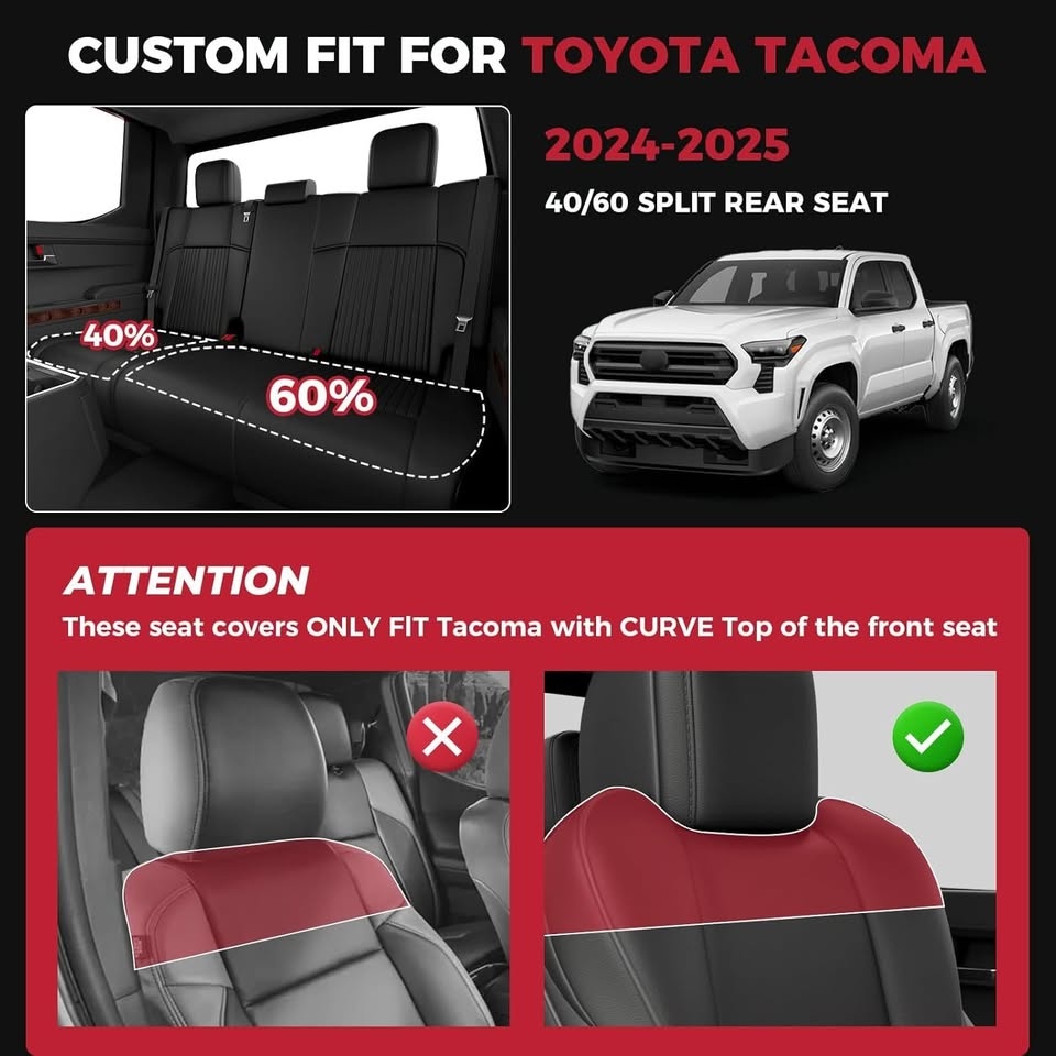 Luxury car seat covers for Toyota Tacoma 2024-2025 - photo 2
