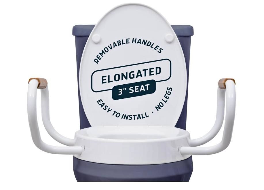 Raised toilet seat with removable handles