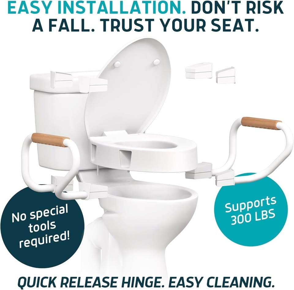 Raised toilet seat with removable handles - photo 2