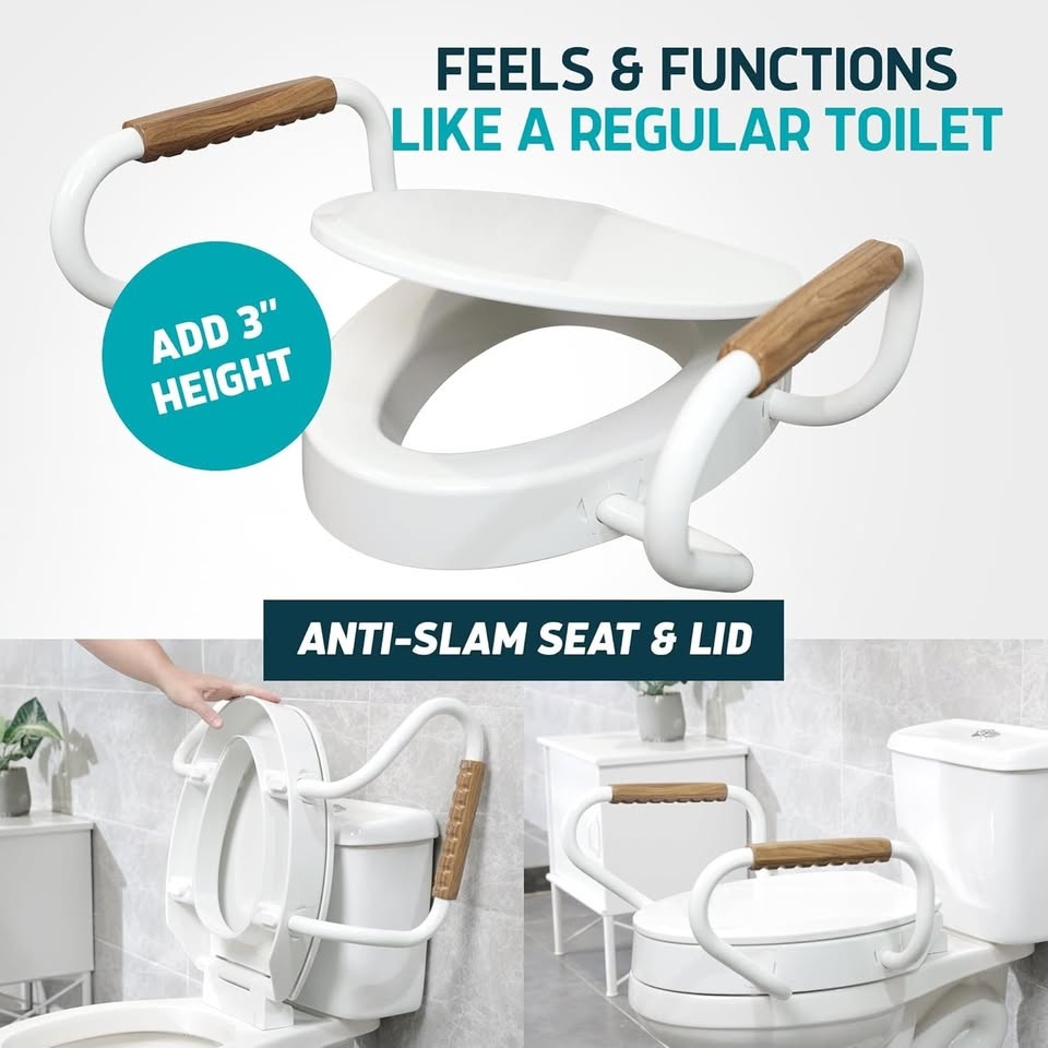 Raised toilet seat with removable handles - photo 3