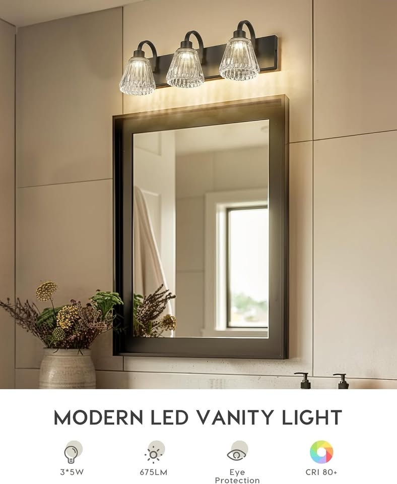 Bathroom Vanity Light - 3 LED Lights - Black - New - photo 3