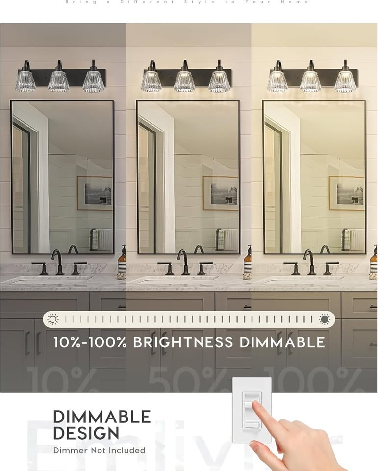 Bathroom Vanity Light - 3 LED Lights - Black - New - photo 5