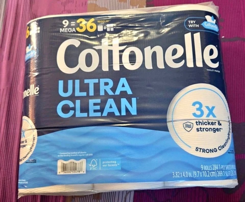 Cottonelle Ultra Clean Toilet Paper,9= Mega Rolls =36 Regular Ro