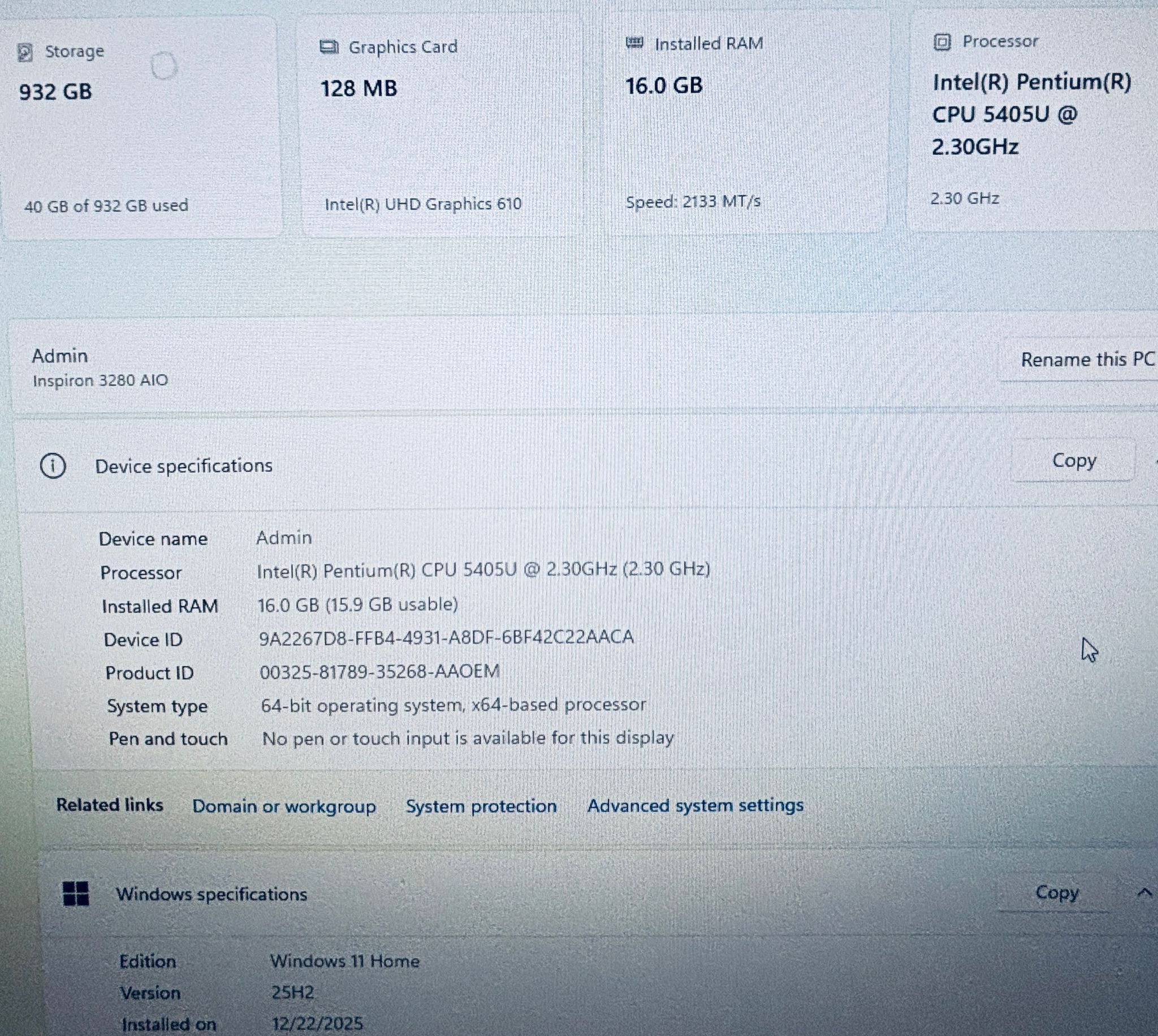 DELL Inspiron 3280 All-in-One PC - photo 3