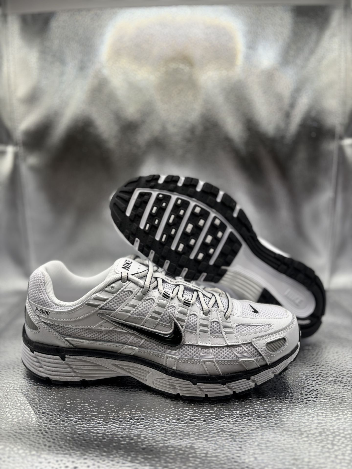 Nike P-6000 White Metallic Sliver Black