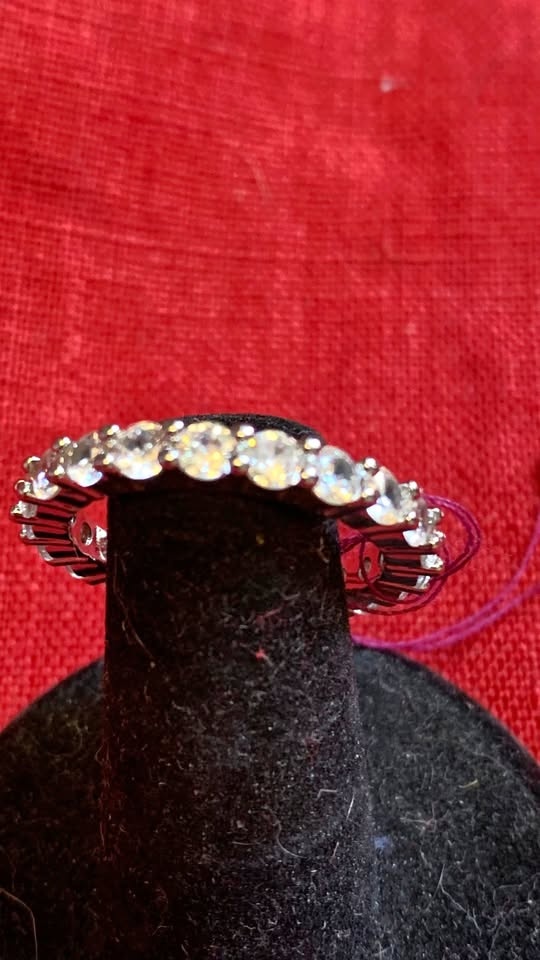 Silver tone fashion eternity ring with bling Size 9