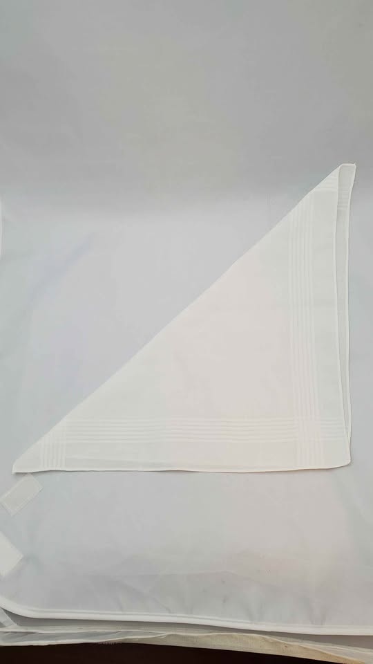 White Cotton Handkerchief, Pocket Square - photo 5