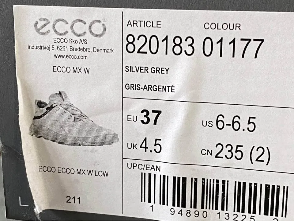 Brand New- ECCO Womens Mx Low Sneaker, Size 6.5 Silver Gray image indicator(7)