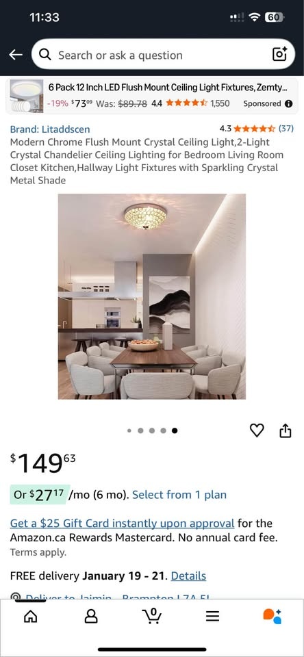 Modern bowl shape crystal ceiling light fixture - photo 3