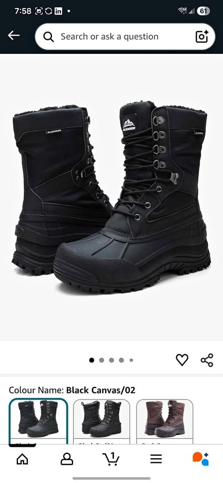Aleader Black Men's Winter Boots - Size 11