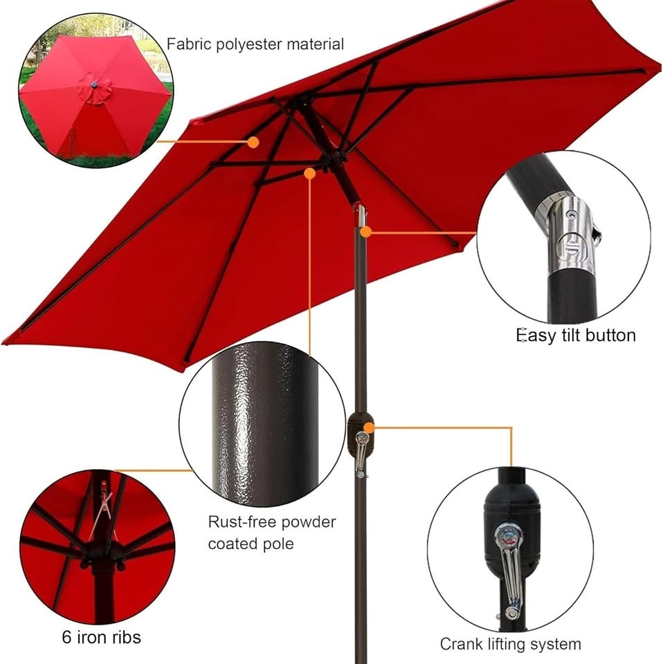 Blissun 7.5 ft Patio Umbrella, Yard Umbrella Push - photo 2