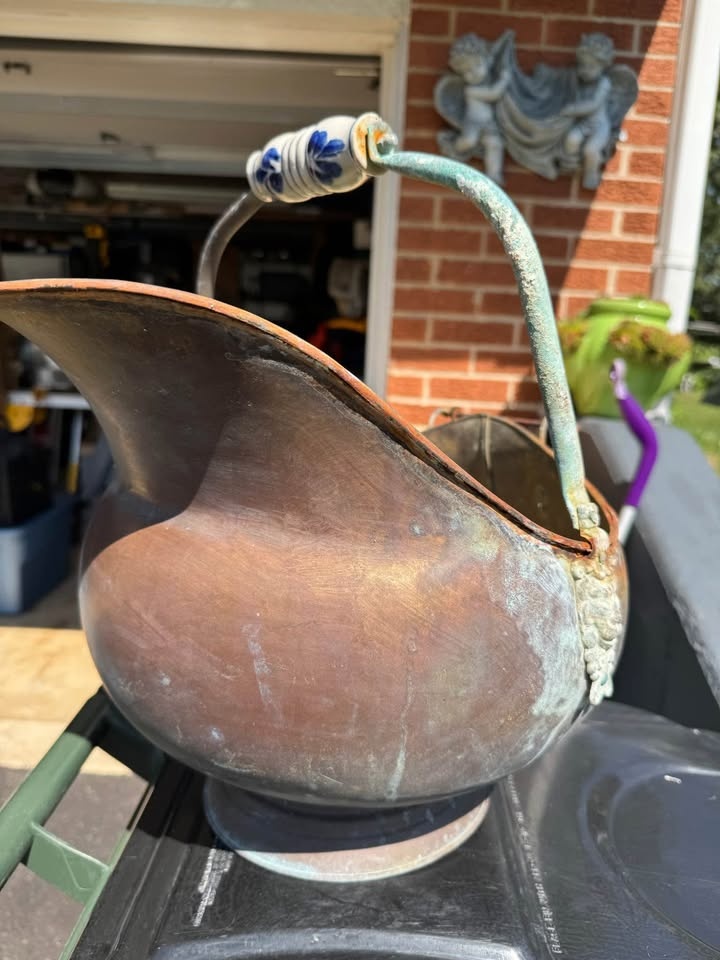 Vintage copper brass coal scuttle bucket - photo 2