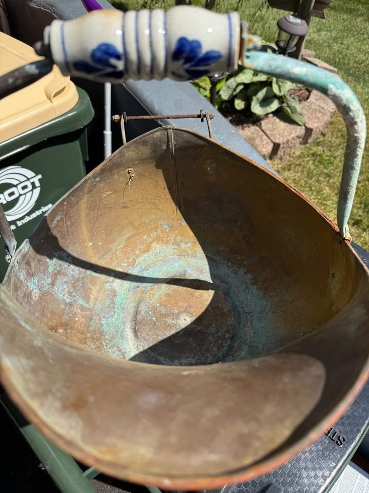 Vintage copper brass coal scuttle bucket - photo 3