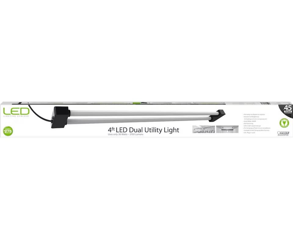 UNDER RETAIL Feit Electric 4 Feet 2 Light Black LED Utility Shop - photo 2