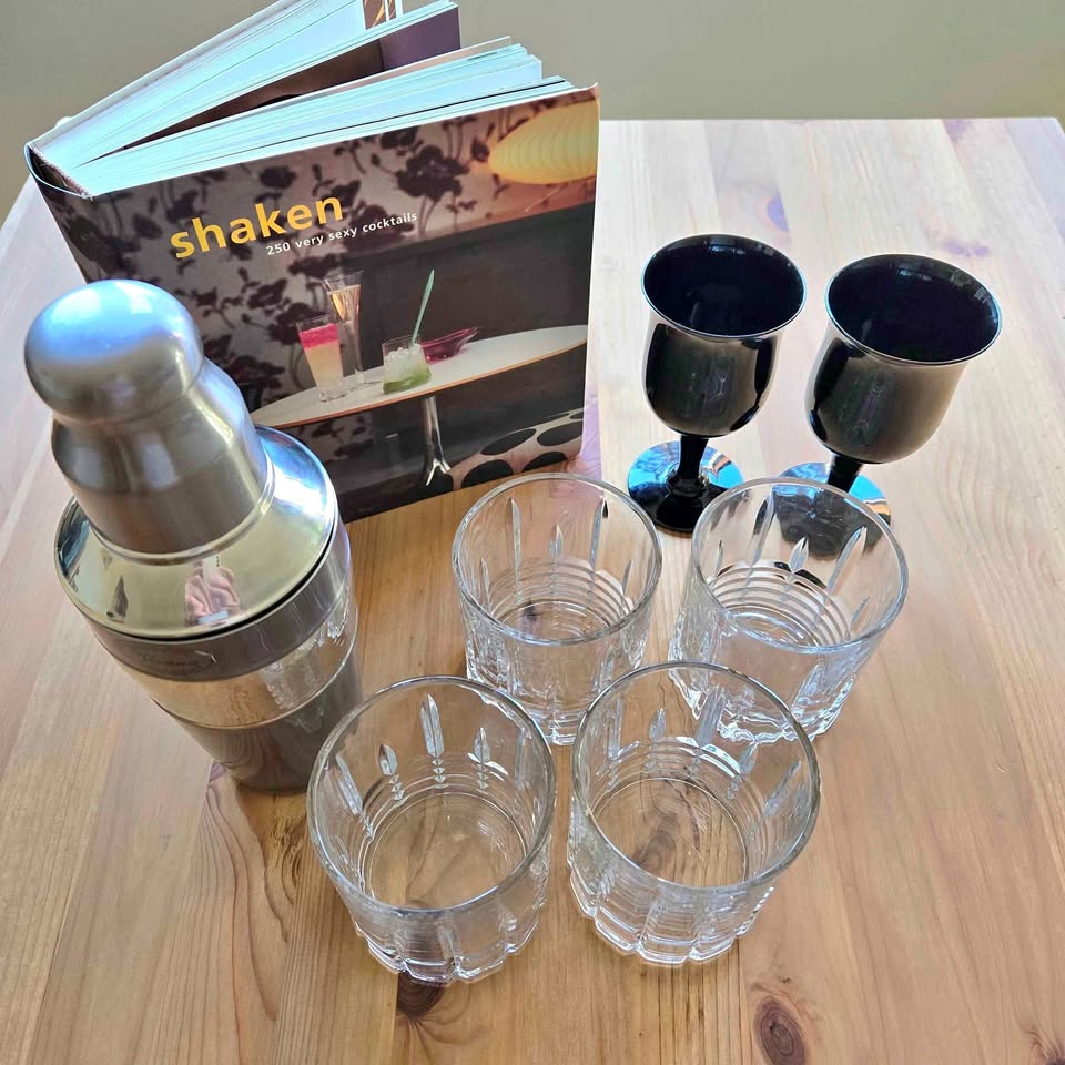 Cocktail Night Kit 🍸 Shaker, Glasses & Recipe Book