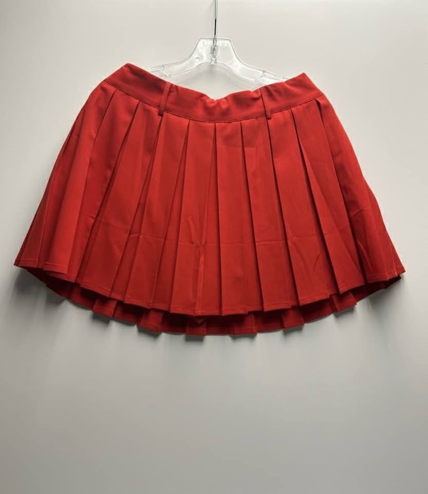 Red Cropped Blazer Vest & Pleated Mini Skirt Matching Set - photo 2