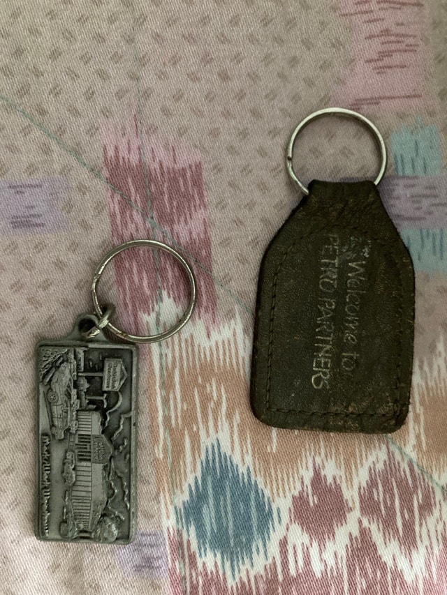 Two antique vintage key chains