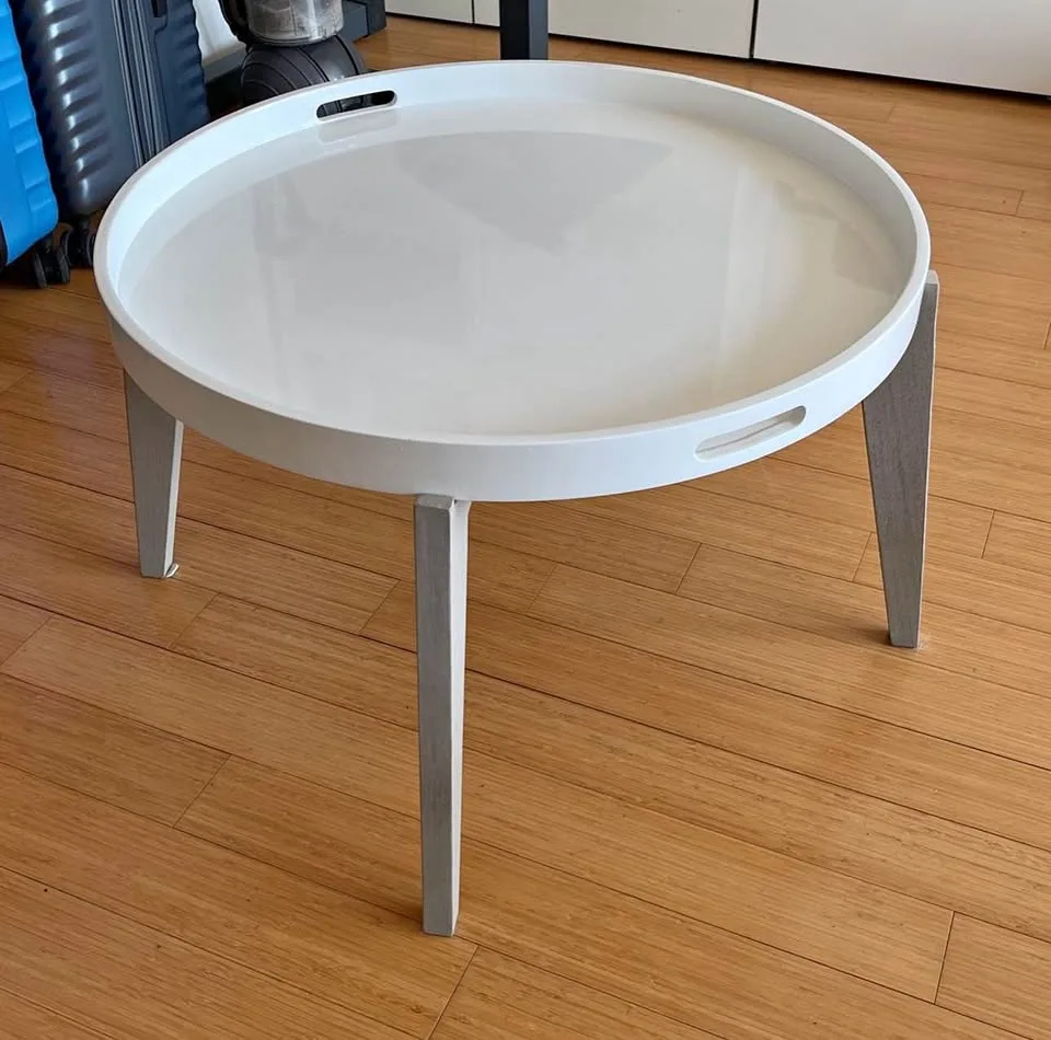 Round Tray Table Acrylic with Wooden Legs thumbnail
