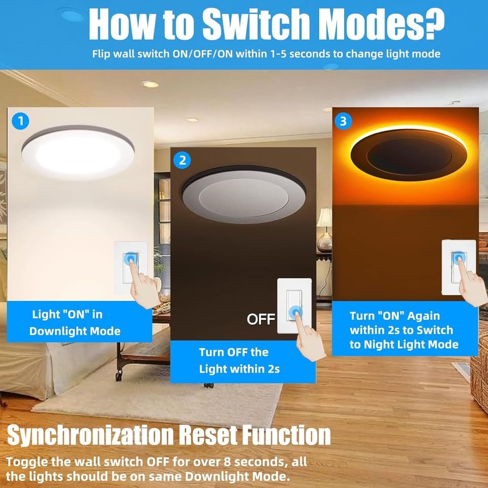 6" LED Pot Lights (6 Pack) + Night Light Mode - photo 4