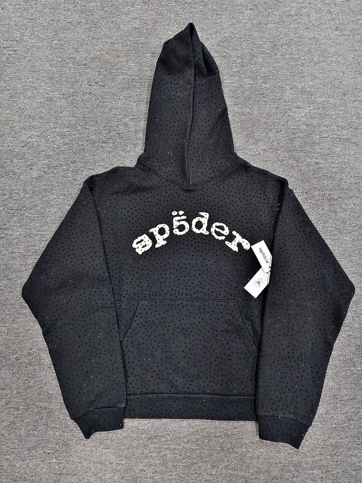 Black Sp5der VVS Rhinestone Hoodie