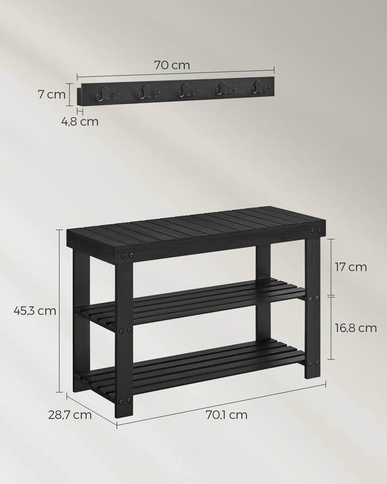Wall Shelf + Shoe Bench (Black) – New in Box - photo 4