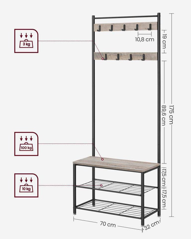 🔥BRAND NEW – VASAGLE Entryway Coat Rack with Shoe Bench🔥 - photo 5