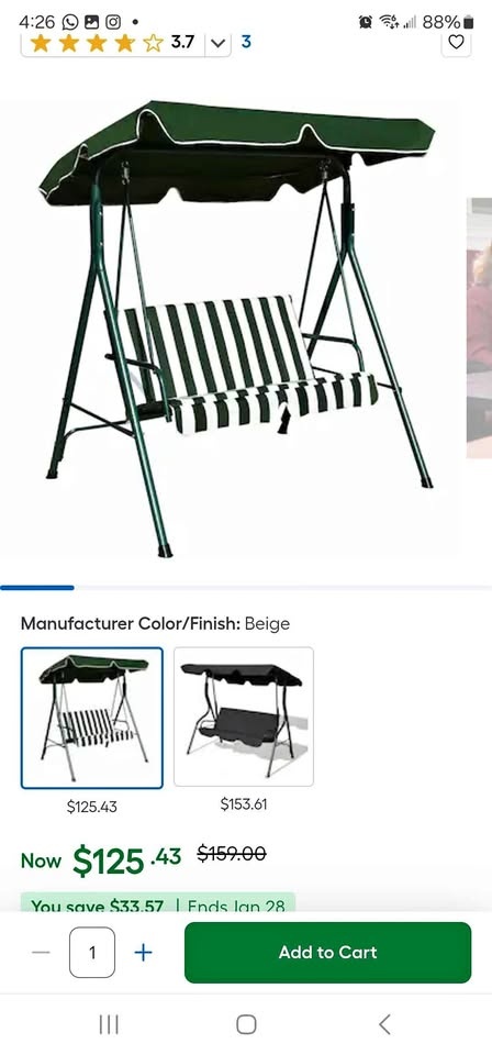 COSTWAY LOVE SEAT PATIO CANOPY SWING GLIDER HAMMOCK