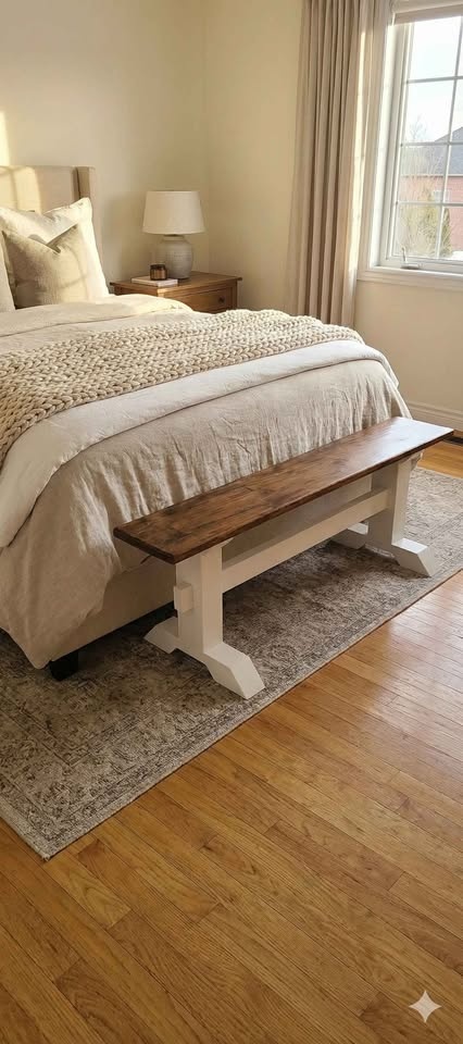 🌿 Custom Handmade Oak Trestle Bench | Modern Farmhouse 🌿