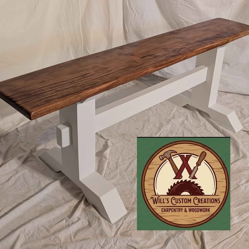 🌿 Custom Handmade Oak Trestle Bench | Modern Farmhouse 🌿 - photo 3
