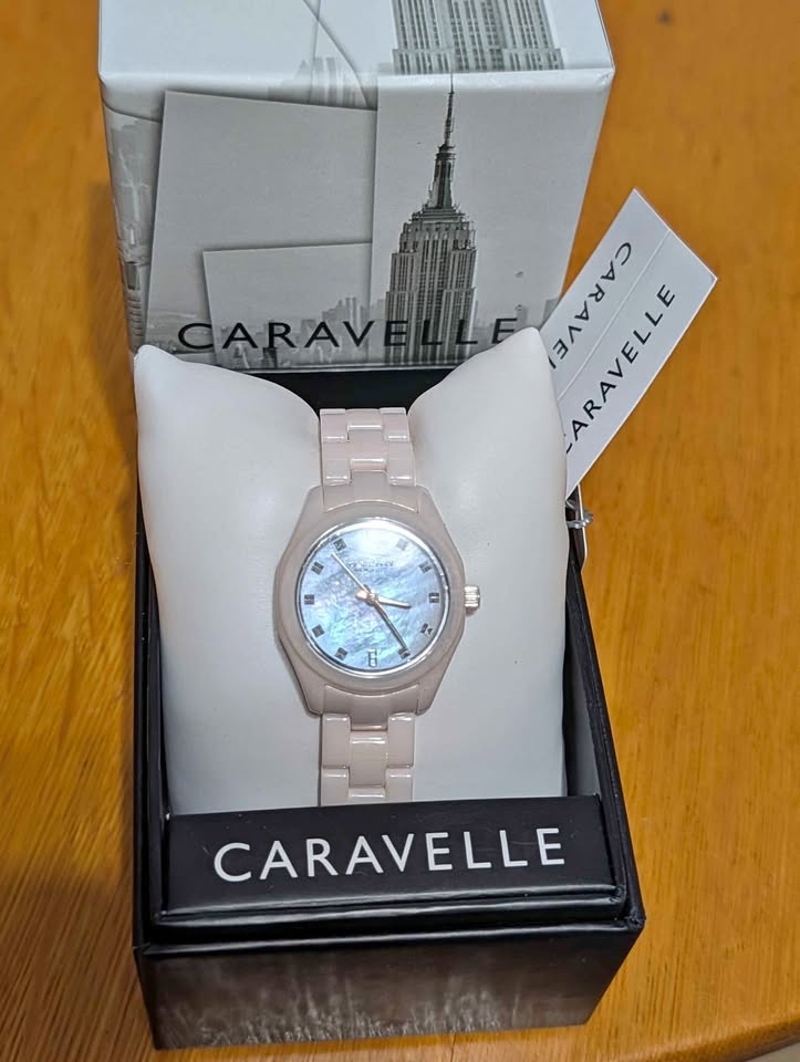 Caravelle New York Pink Ceramic Watch 46L165