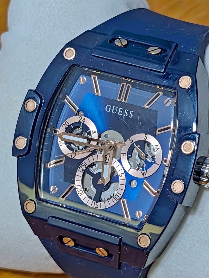 GUESS Phoenix Watch - Blue & Rose Gold - New Battery