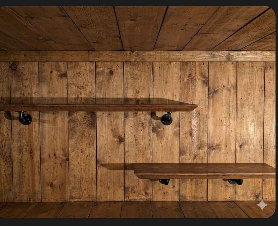 Rustic and Unique Pine Shelves-On pipe brackets - photo 2