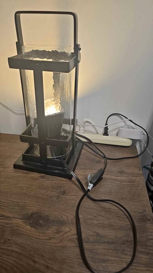 Black Table Lamp with Glass Shade