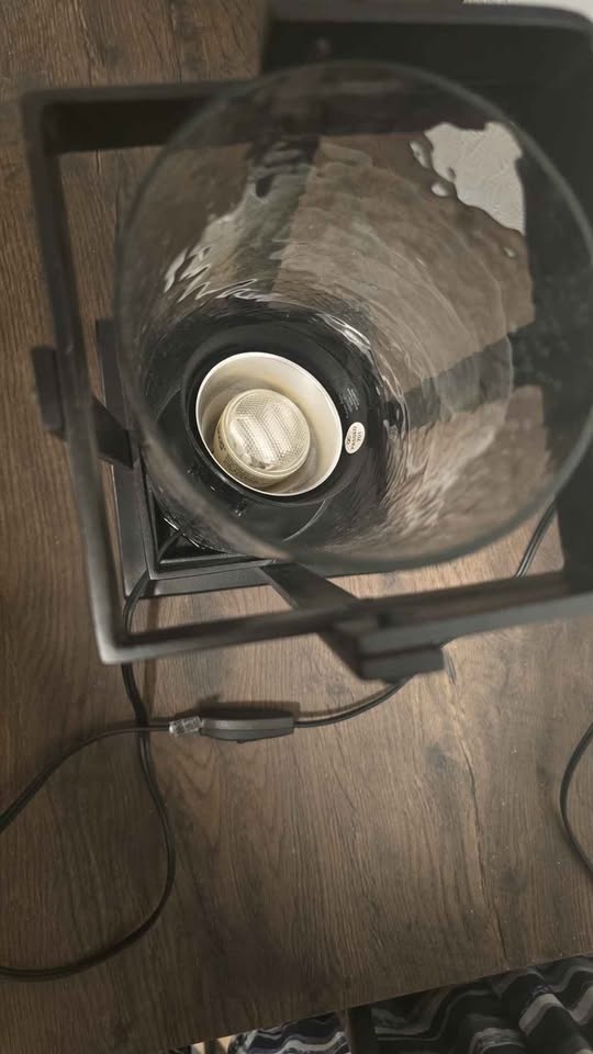 Black Table Lamp with Glass Shade - photo 2