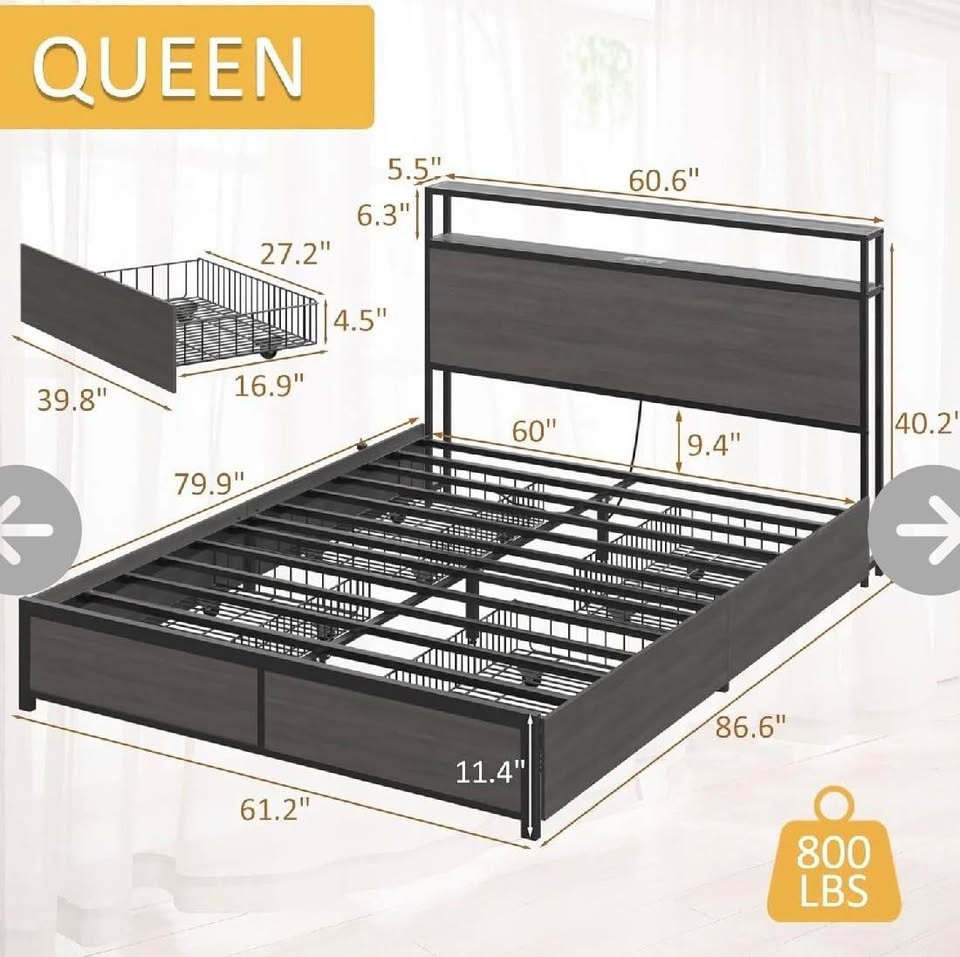 Lifezone queen LED bed frame - photo 2
