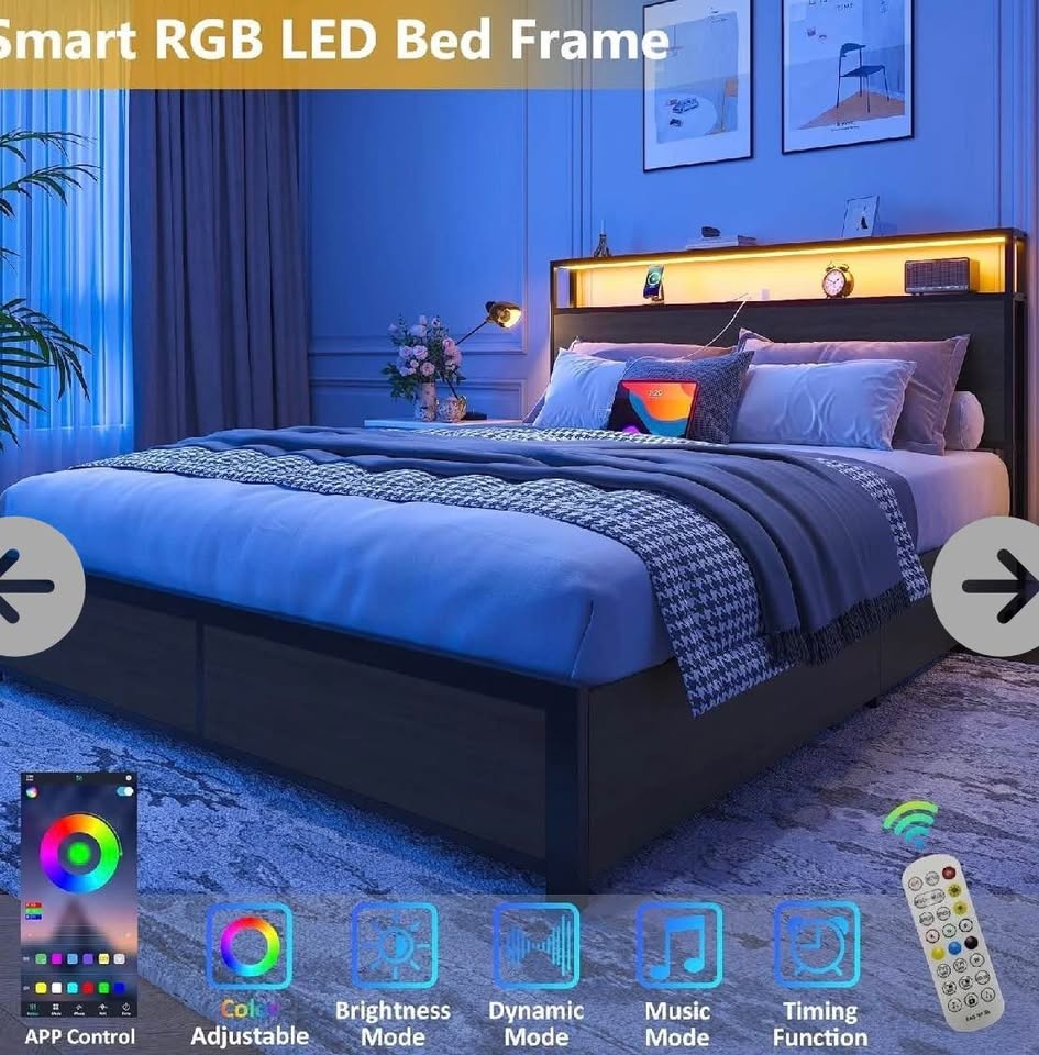 Lifezone queen LED bed frame - photo 3