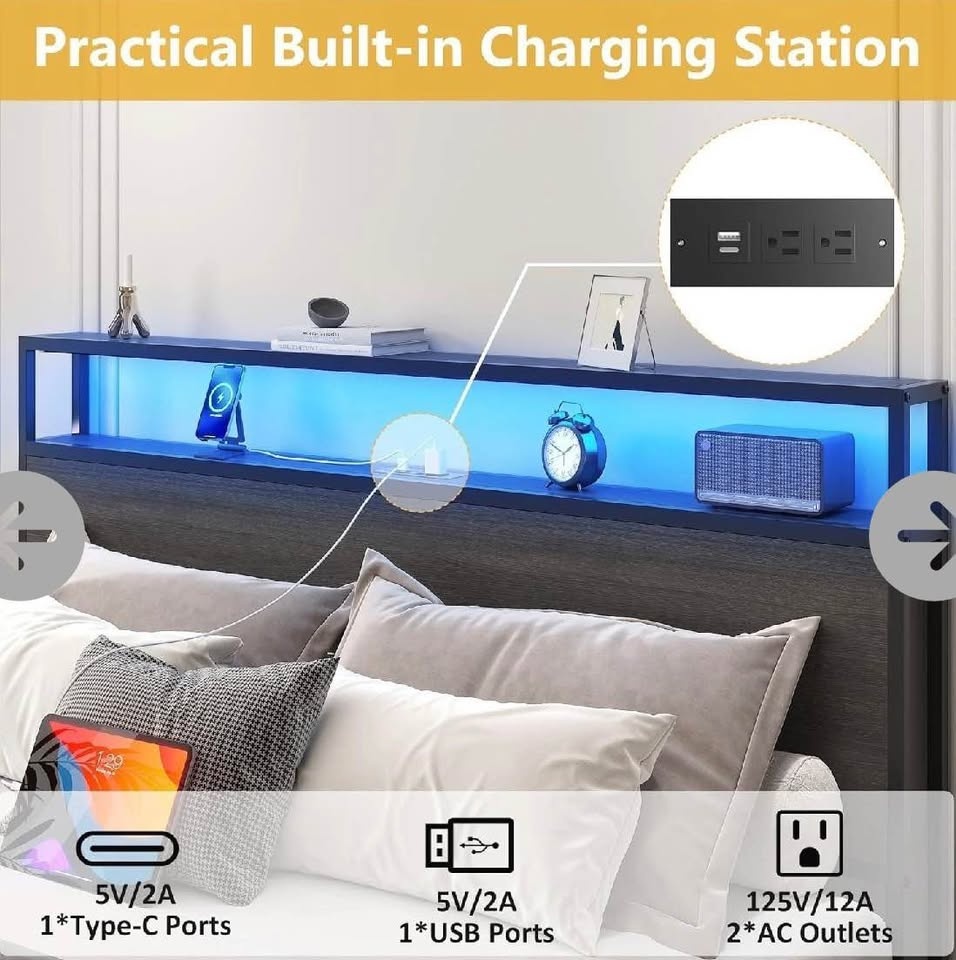 Lifezone queen LED bed frame - photo 4