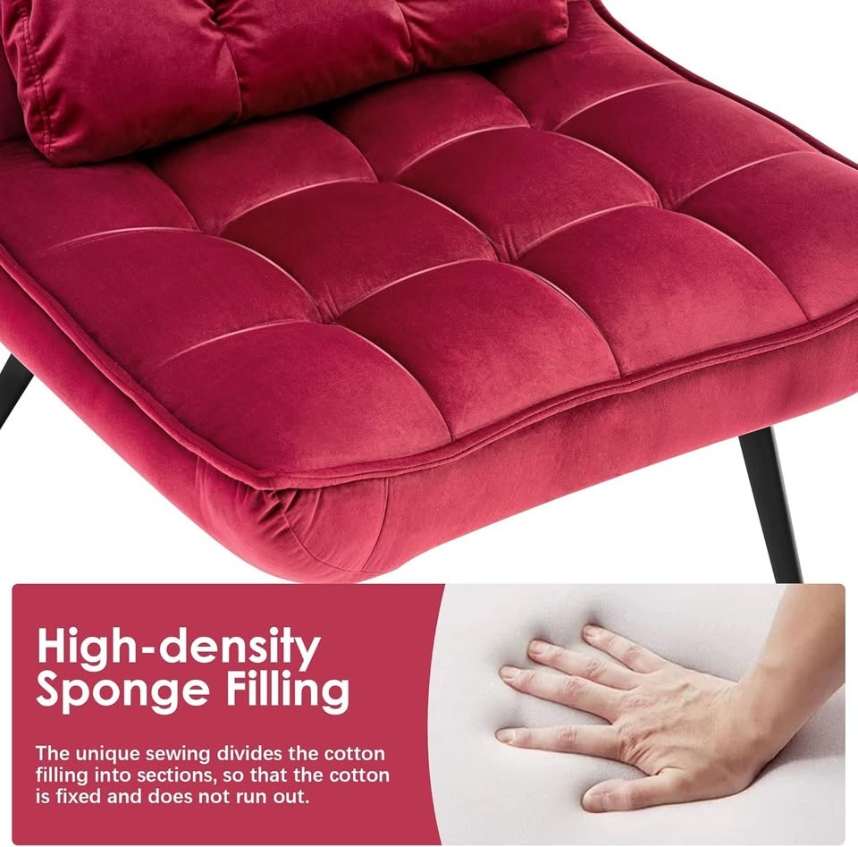 Accent Chair with Ottoman (Burgundy) - photo 3