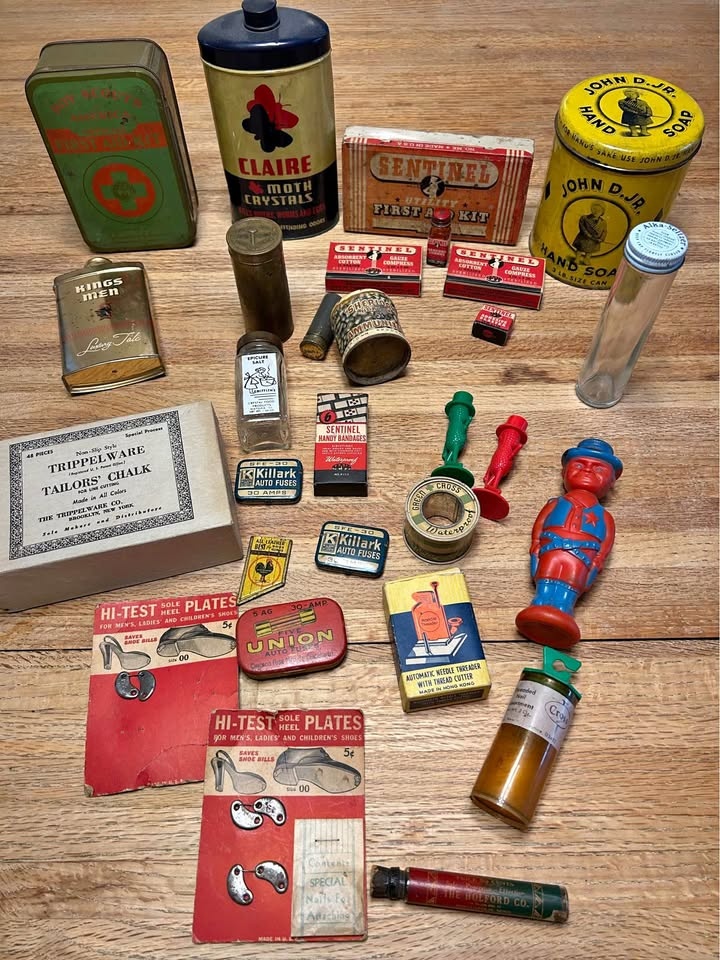 Collectible vintage advertising tins and packaging