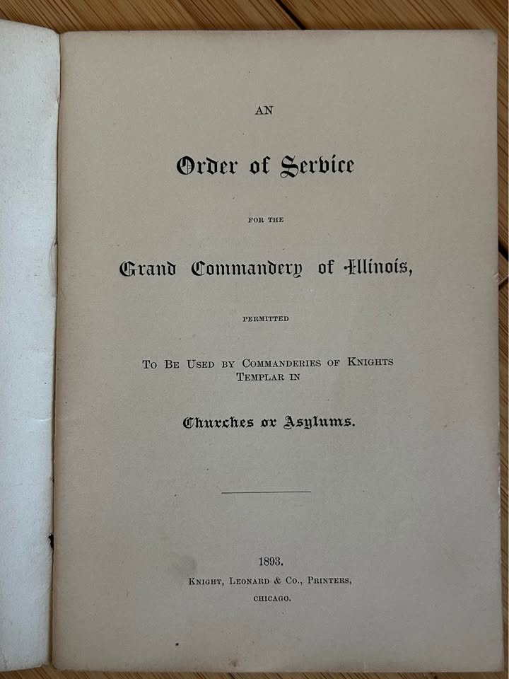 1893 Knights Templar Order of Service Booklet - photo 4