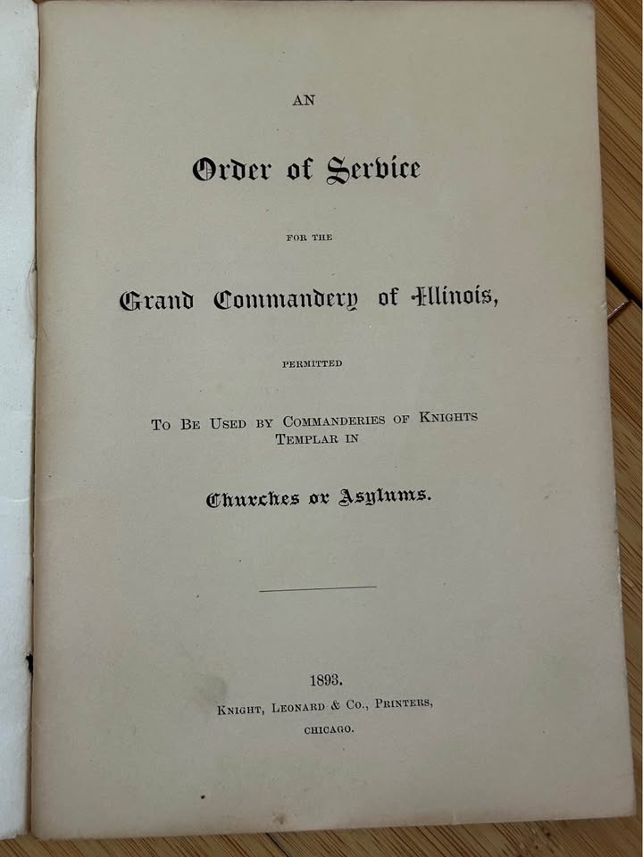 1893 Knights Templar Order of Service Booklet - photo 5