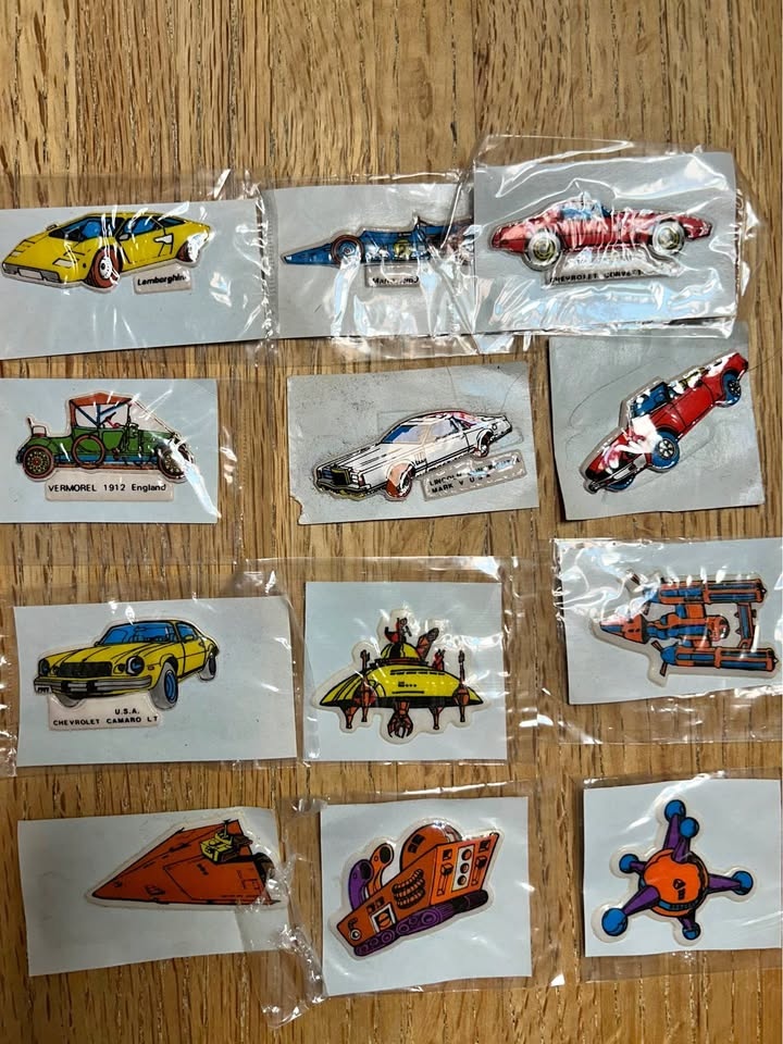 12 vintage puffy soft stickers 1977