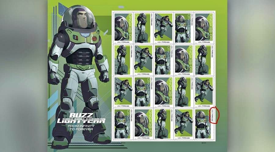 Buzz Lightyear “Go Beyond” USPS Stamp Sheet – Printing Error / V