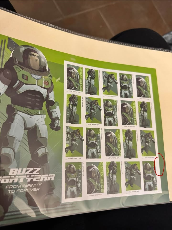 Buzz Lightyear “Go Beyond” USPS Stamp Sheet – Printing Error / V - photo 2