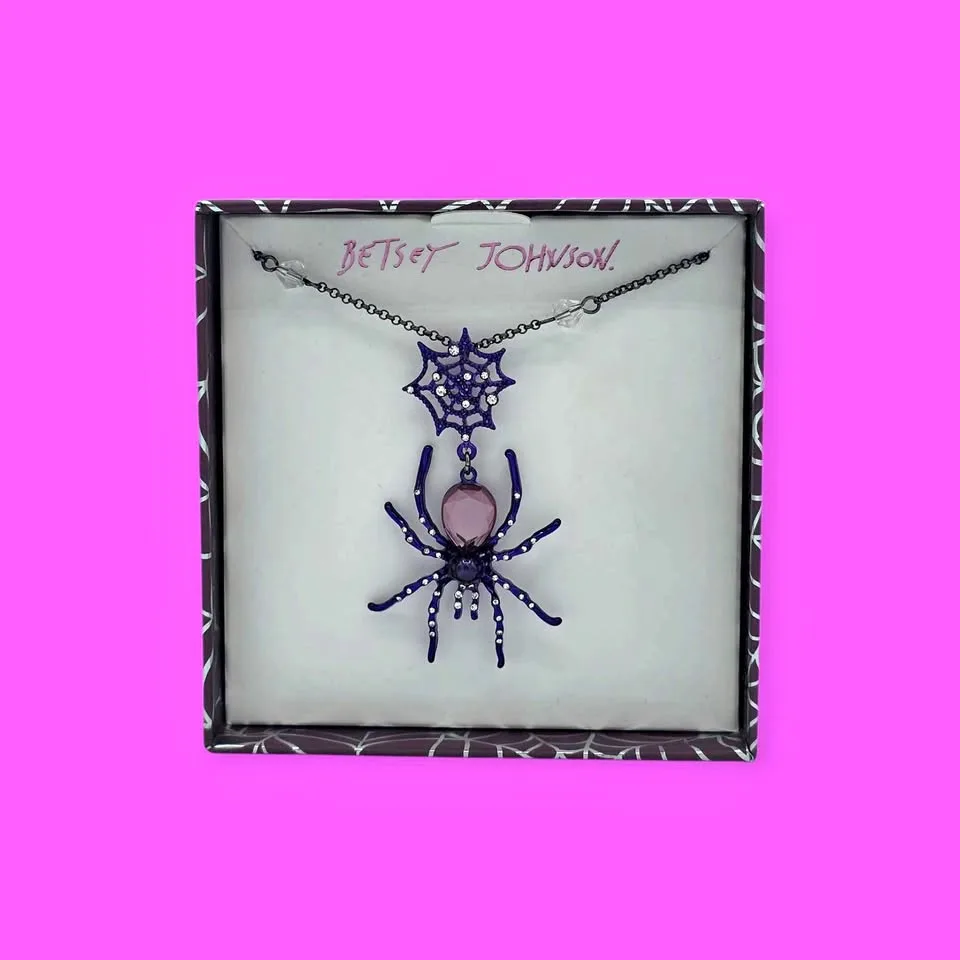 Betsey Johnson Halloween Purple Spider Necklace thumbnail