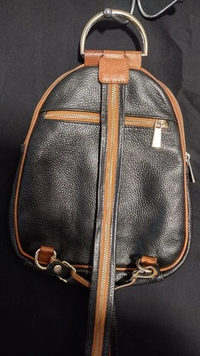 Valentina Gold Backpack Shoulder Bag Brown/Tan Zipper - photo 3